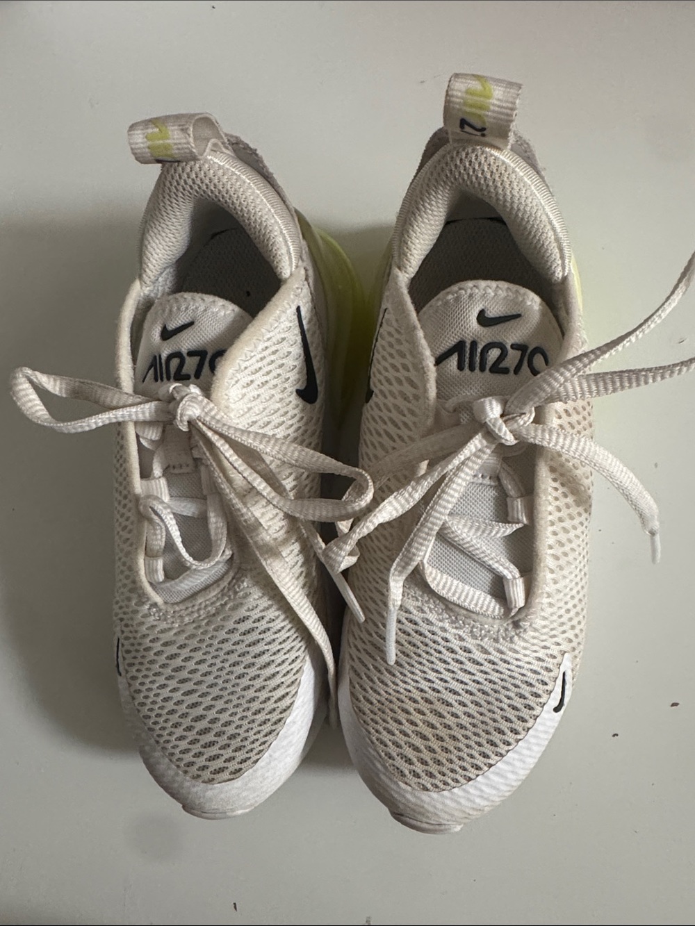 Nike Kids Air270 Mesh Sneakers - White with Light Yellow Accent